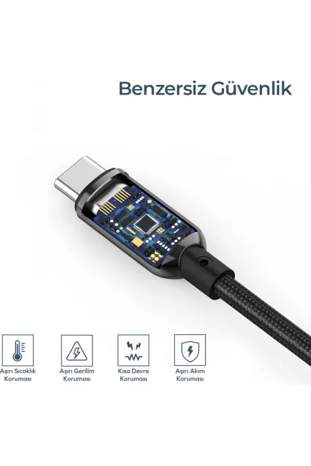 Woyax By Deji Dijital Göstergeli 100w Süper Hızlı Örgülü Type C To Type C Şarj Kablosu 1.2 Metre Woyax By Deji Dijital Göstergeli 100w Süper Hızlı Örgülü Type C To Type C Şarj Kablosu 1.2 Metre
