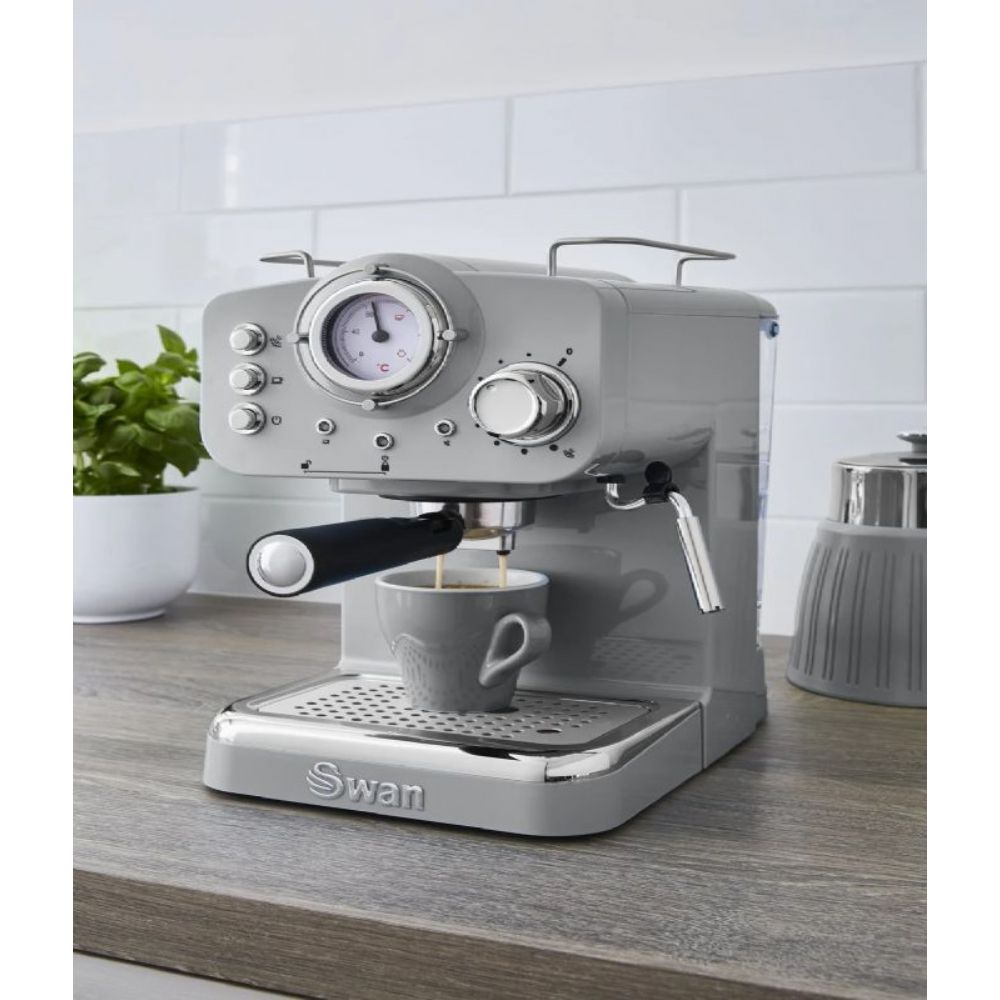Swan SK22110GRN Retro Espresso Coffee Espresso Kahve Makinesi Gri